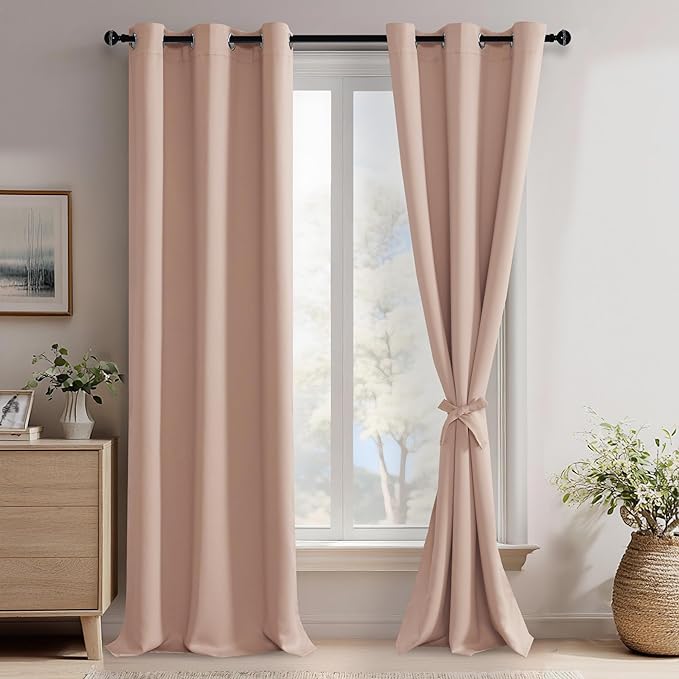 JIUZHEN Blush Pink Blackout Curtains by JIUZHEN