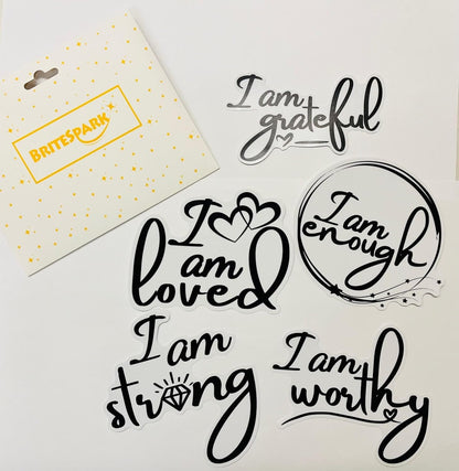 Positive Affirmation Sticker - Static Cling for Mirror Window - Elegant, Classy, Chic, Empowered, Self-Confidence, Inspiring, Reusable (5 Pack - 6" per Cling)