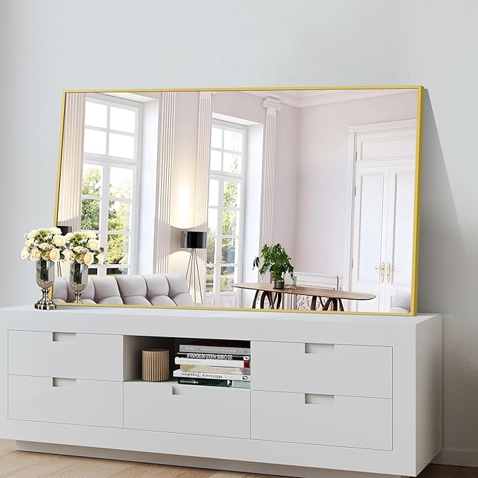 Gold Bathroom Mirror for Wall, 60x36 Inch Rectangle Mirrors - Image 5