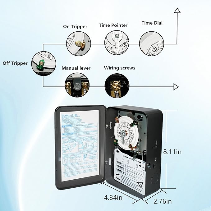 T104 Electromechanical Timer Switch Versatile Scheduling Manual Override - Image 5