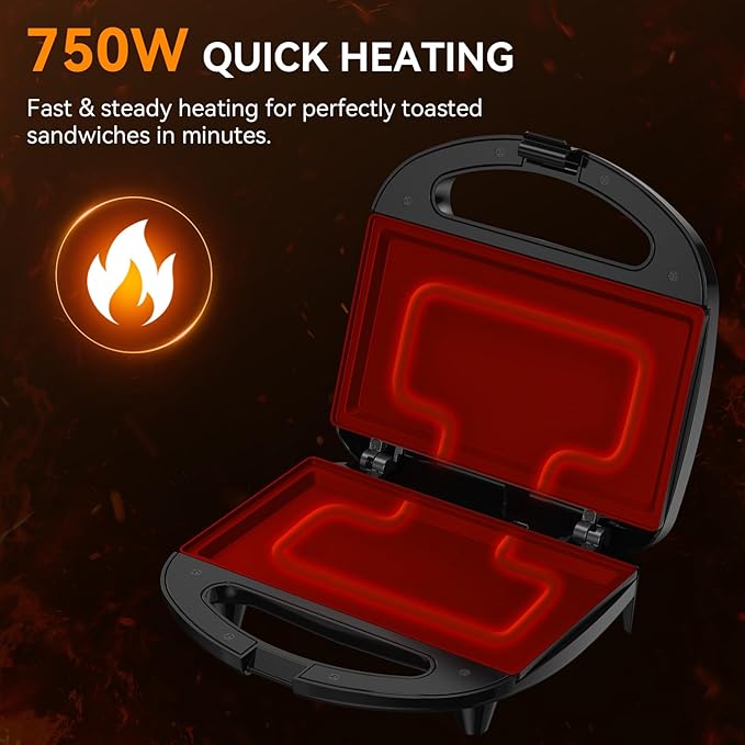 OSTBA Sandwich Maker, 2 Slice Grilled Cheese Maker - Image 2