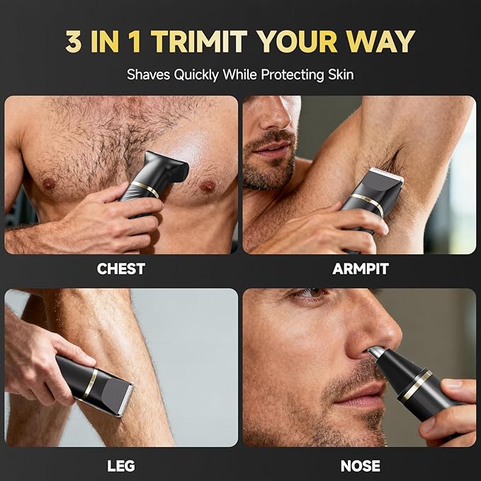 Beard Trimmer for Men, IPX7 Waterproof Body Hair Trimmer Electric Razor Shaver - Image 6