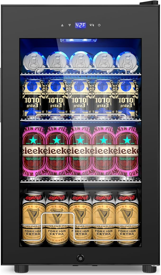 17Inch Beverage Refrigerator and Cooler Freestanding, 96 Cans Mini Fridge - Image 9