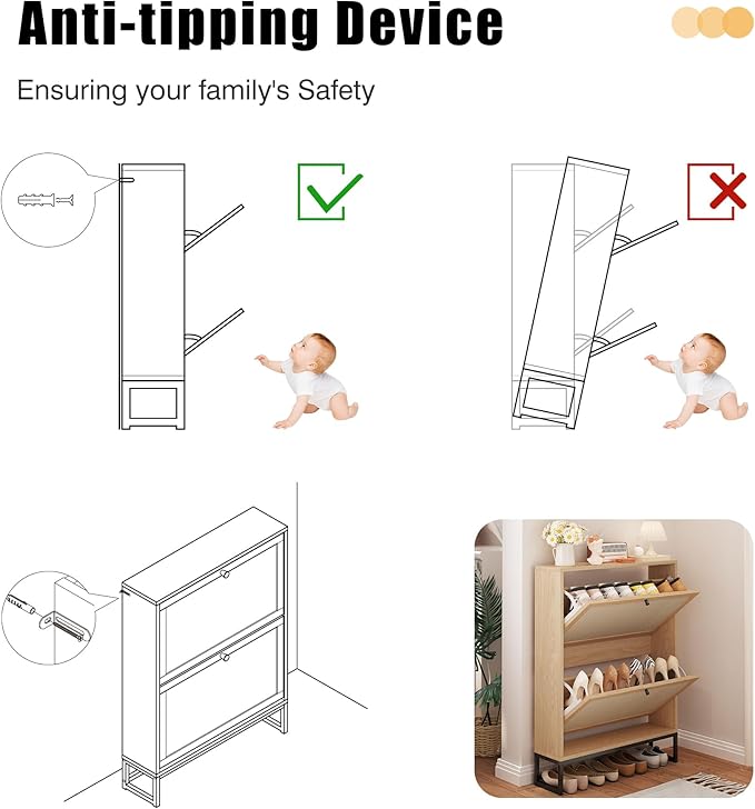 AVZEAR Narrow Shoe Storage Cabinet - Image 7