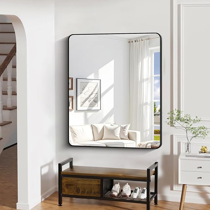 40" x 48"Bathroom Mirror, Matte Black Wall Mirror - Image 2