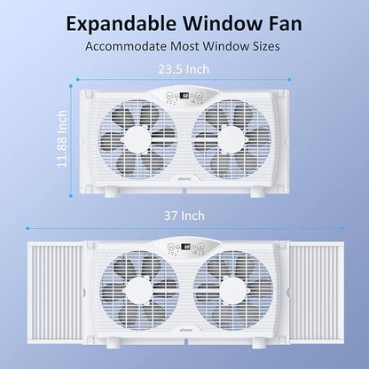 shinic Twin Window Fan with Reversible Airflow, Thermostat Controlled, 3 Speeds - Image 6