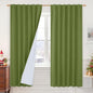 LAMIT Olive Green 100% Blackout Linen Curtains, 80 Inch Linen Textured Living by LAMIT