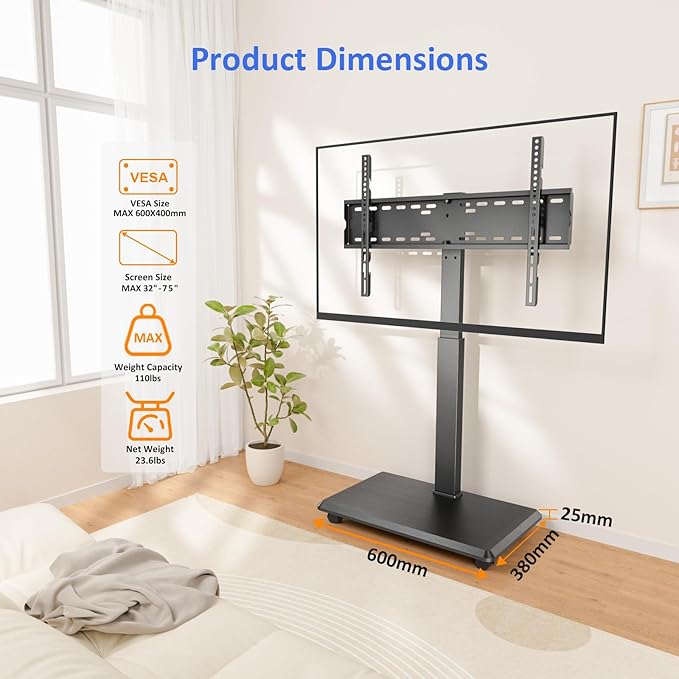 Afaloona Rolling TV Stand, Portable Mobile TV Stand - Image 7