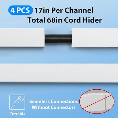 Cord Hider Wall for One Cord 68in, ZhiYo Cord Covers for Wires on Wall - Image 5