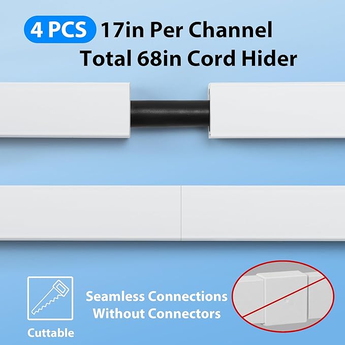 ZhiYo Cord Hider Wall for One Cord, 68in Cord Covers for Wires on Wall - Image 5