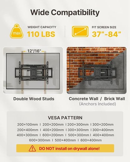 monTEK Full Motion TV Wall Mount - Image 2