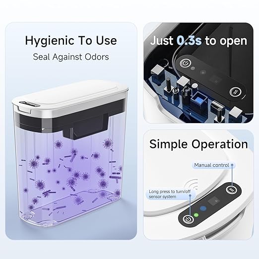 TIPGO 5 Gallon Motion Senor Bathroom Trash Can - Image 4