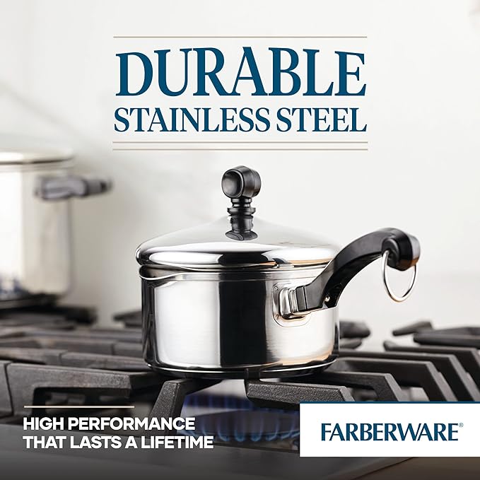 Farberware Classic Stainless Steel 1-Quart Covered Straining Saucepan - Image 7