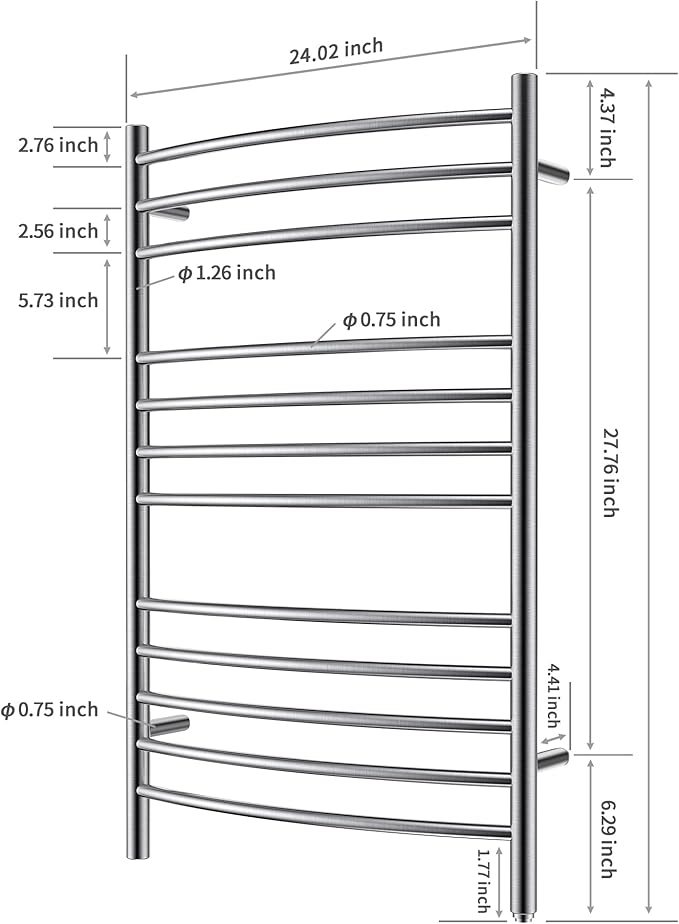 HEATGENE Towel Warmer Wall Mount Electric Plug-in/Hardwired Heated Towel Rack - Image 4