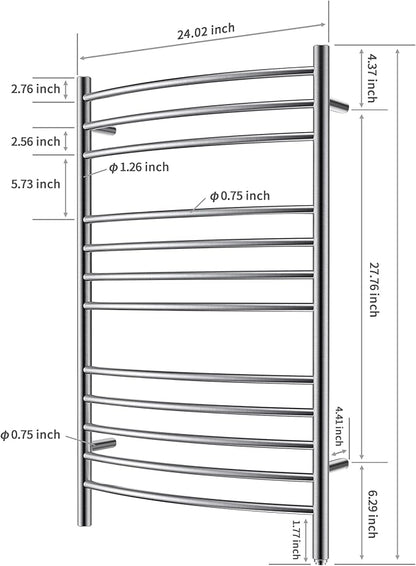 HEATGENE Towel Warmer Wall Mount Electric Plug-in/Hardwired Heated Towel Rack - Image 4