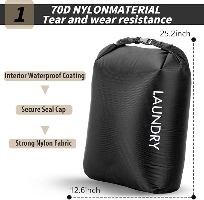 Travel Laundry Bag, Vacuum Compression Dirty Clothes Travel Bag Waterproof Wet - Image 2