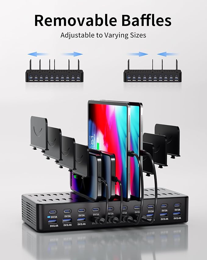 270W Charging Station for Multiple Devices, 20-Port USB Fast Charging Station - Image 5