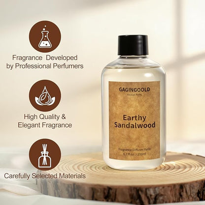 Earthy Sandalwood Scented Reed Diffuser Oil Refill - Image 5