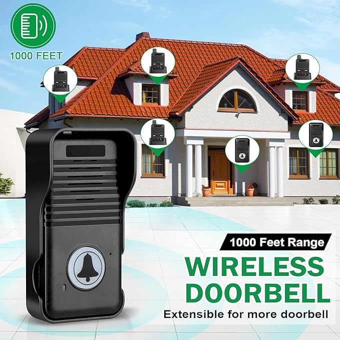 Wireless Door Bell, Full Duplex Long Range Wireless Doorbell, Waterproof 2 Way - Image 2