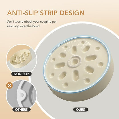Ceramic 3.2 Cup Raised Slow Feeder Dog Bowl Set, Elevated 8.2inch Bowl and - Image 3