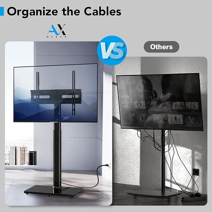 AX WABER Floor TV Stand with Power Outlet, Universal TV Stand Mount - Image 5