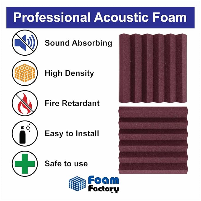 Foam Factory Inc 24 Pack Color Acoustic Foam Panel Studio Soundproofing Wedge - Image 3