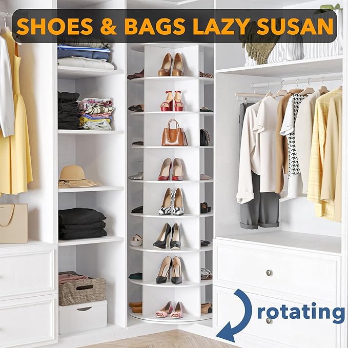 SpaceAid 8 Tier Rotating Shoe Rack Tower, Spinning Shoe Display Lazy Susan - Image 4