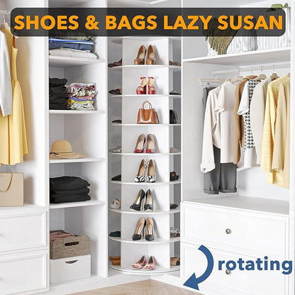 SpaceAid 8 Tier Rotating Shoe Rack Tower, Spinning Shoe Display Lazy Susan - Image 4
