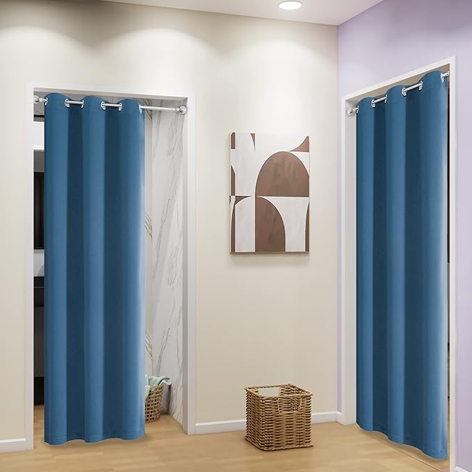 DUALIFE Door Doorway Curtains Blackout 80 Inch Length 2 Panels, Grommet - Image 2