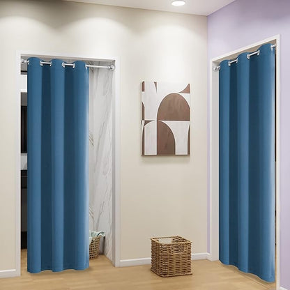 DUALIFE Door Doorway Curtains Blackout 80 Inch Length 2 Panels, Grommet - Image 2