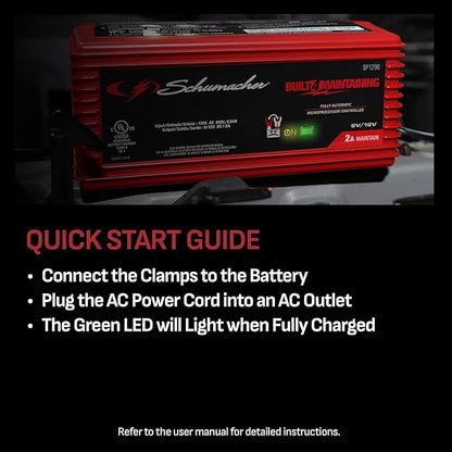 Schumacher Electric 2A Car Battery Charger and Maintainer, 3-in-1 Solution - Image 3