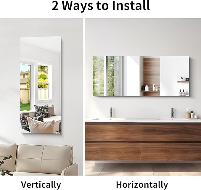 CILIBER Frameless Mirror, 20x48 Inch Bathroom Mirrors - Image 6