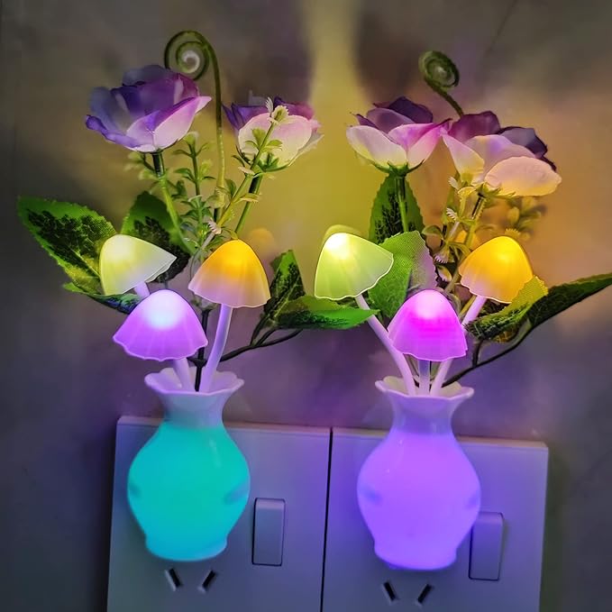 AUSAYE 4 Pack Plug in LED Night Light Sensor Rose Light, Energy Saving Lamp - Image 5