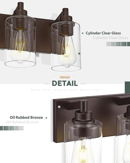 METWET 3-Light Bathroom Light Fixtures, Modern Vanity Light - Image 3