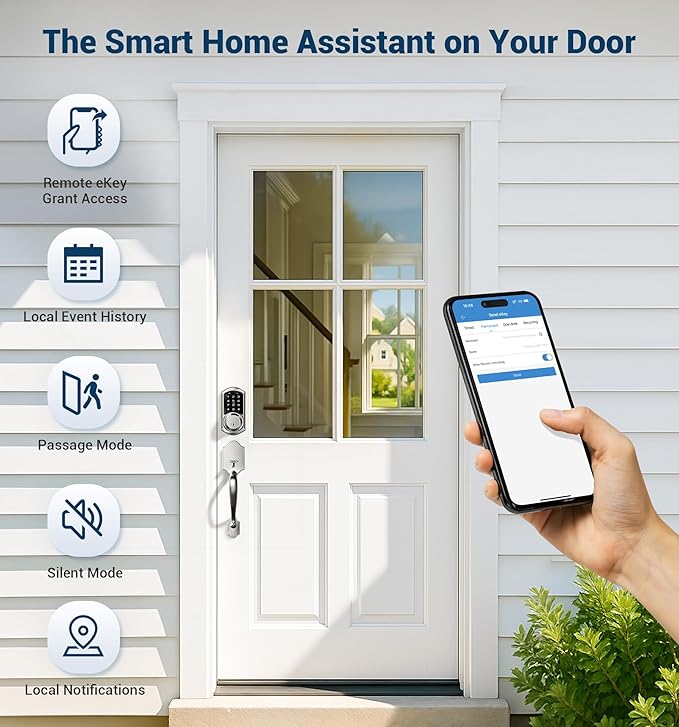 Veise VE06-H Smart Front Door Lock Set, App Control, Keyless Entry Deadbolt - Image 7