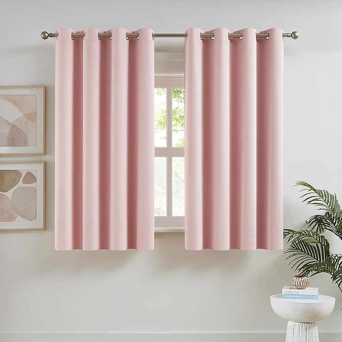 DUALIFE Baby Pink Curtains 45 Inch Length by DUALIFE