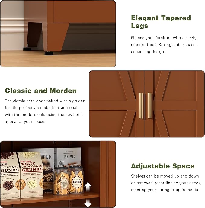 COFaR 5 Tier Metal Kitchen Storage Cabinets, Farmhouse Tall Cabinet - Image 4