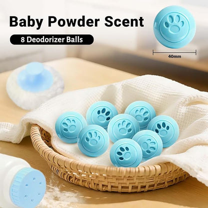 STRN Sneaker Deodorizer Balls 8 Packs Baby Powder Scent Shoe Odor Elimination - Image 2