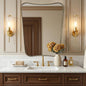 Irregular 24"x30" Brushed Gold Bathroom Vanity Mirror | Rustprrof Stainless Steel Frame, Concave Scalloped Contour, Ultra-HD Clarity, Ideal Bathroom Decor & Remodel, Vertically Only