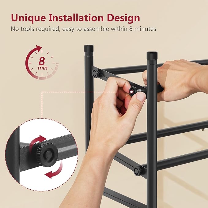 Tajsoon Expandable Shoe Rack for Closet 5 Tier, 29“-41“Adjustable & Stackable - Image 4