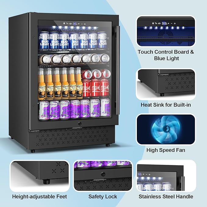 24 Inch Beverage Refrigerator, 5.2 Cu. Ft. Drink Refrigerator - Image 7