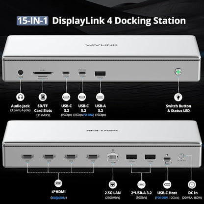 WAVLINK Pro Docking Station 4 Monitors | Quad 4K Displays - Image 2