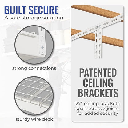 SafeRacks 4 ft x 8 ft Overhead Storage Rack Adjustable 24 in - 45in Height - Image 6