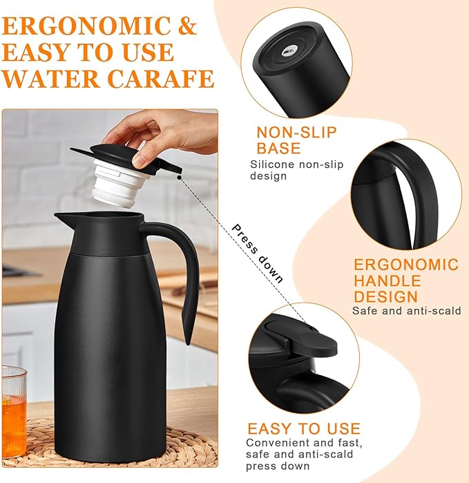 Norme 2 Pcs Thermal Coffee Carafe Insulated Stainless Steel Coffee Carafe - Image 3