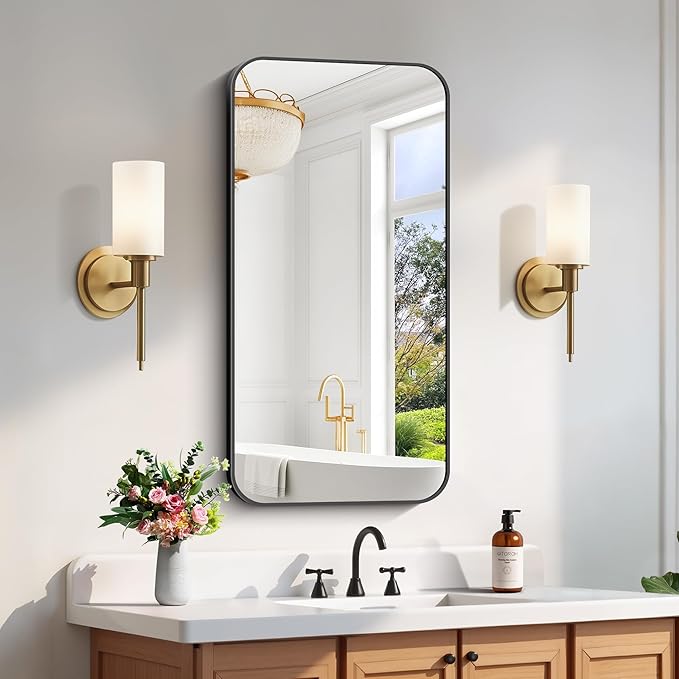 FORBATH Bathroom Mirror 20" x 40", Rectangle Black Bathroom Mirror by FORBATH