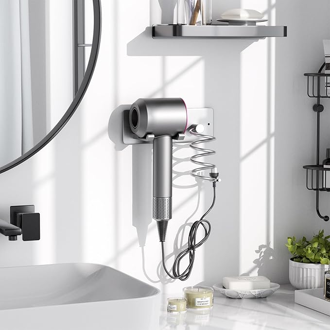 Tindbea Hair Dryer Holder + Curling Iron Holder, Blow Dryer Holder Wall Mount - Image 2