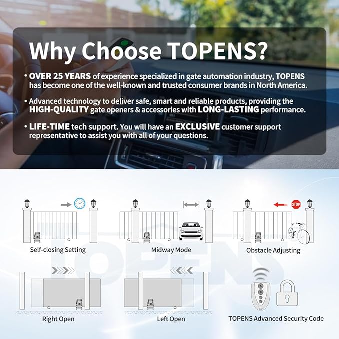 TOPENS BK800 Automatic Sliding Gate Opener Strong Belt Silent Drive Electric - Image 4