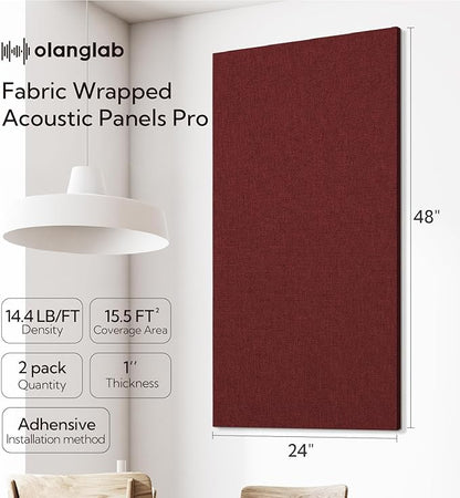 Olanglab Acoustic Panels 2 Pack, Fabric Wrapped Sound Proof Foam Panels - Image 2