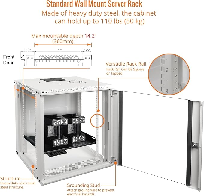 Tecmojo 12U Wall Mount Rack Network Cabinet - Image 4
