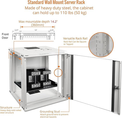Tecmojo 12U Wall Mount Rack Network Cabinet - Image 4